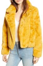 Women's Apparis Leila Faux Fur Moto Jacket - Yellow
