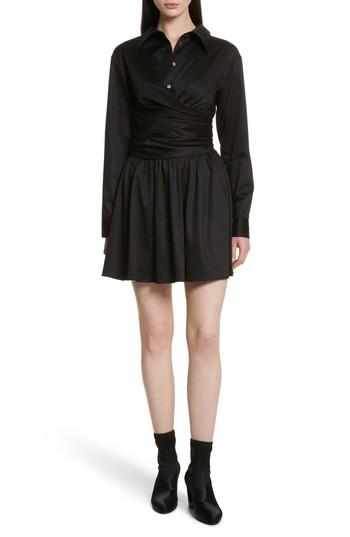 Women's Opening Ceremony Wrap Front Sateen Dress - Black