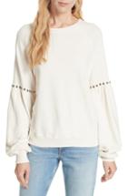 Women's The Great. The Bishop Sleeve Studded Sweatshirt - White