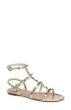 Women's Valentino Garavani Rockstud Gladiator Sandal Us / 40eu - Metallic