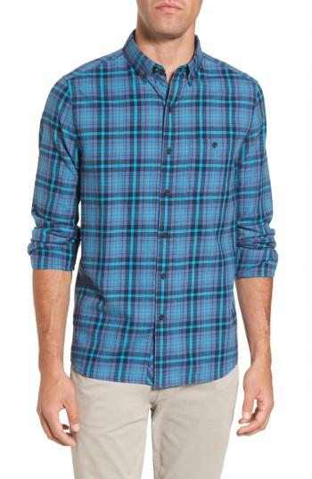 Men's Michael Bastian Trim Fit Plaid Flannel Sport Shirt - Blue