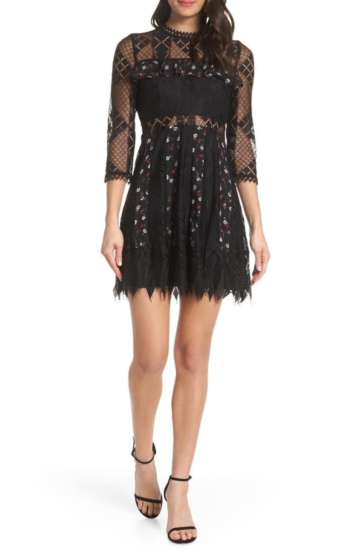 Women's Foxiedox Josefine Lace & Clip Dot Cocktail Dress - Black
