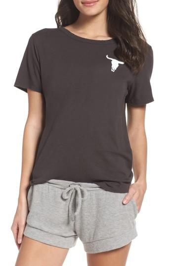 Women's Chaser Cow Skull Lounge Tee - Black