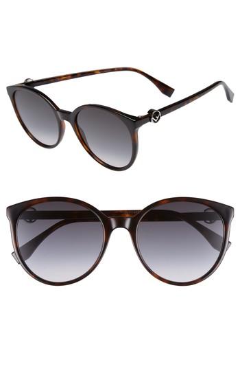 Women's Fendi 56mm Retro Sunglasses - Dark Havana