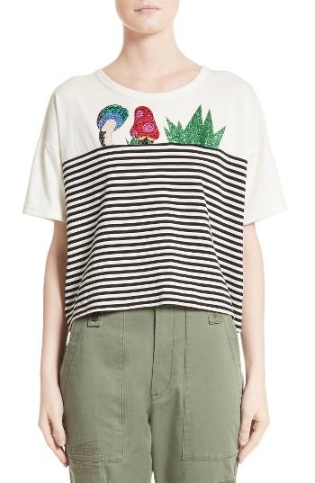 Women's Marc Jacobs Embellished Stripe Crop Tee
