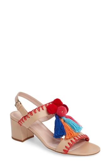 Women's Kate Spade New York Mcdougal Pom Tassel Sandal .5 M - Beige