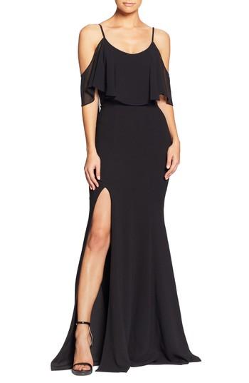 Women's Dress The Population Diana Cold Shoulder Side Slit Gown - Black