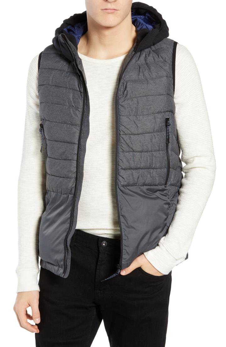 Men's Scotch & Soda Quilted Hooded Vest - Grey