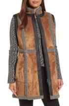 Women's Nic+zoe Faux Leather Trim Heritage Vest - Brown