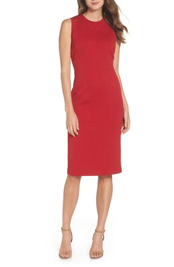 Women's Forest Lily Jacquard Sheath Dress - Red