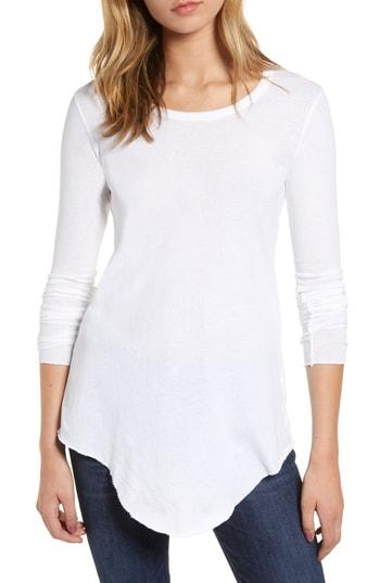 Women's Frank & Eileen Tee Lab Handkerchief Hem Long Sleeve Tee - White