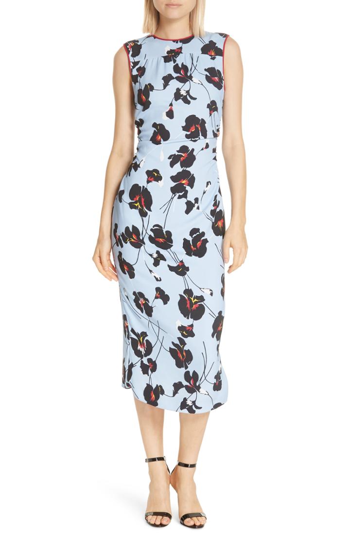 Women's N Degree21 Floral Print Midi Sheath Dress Us / 42 It - Blue