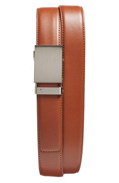 Men's Mission Belt 'steel' Leather Belt - Steel/ Saddle Brown