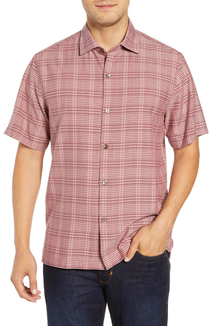 Men's Tommy Bahama Plaid-a-rica Silk Camp Shirt - Red