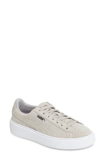 Women's Puma Basket Platform Sneaker M - Grey