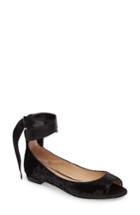 Women's Badgley Mischka Ankle Strap Skimmer Flat .5 M - Black