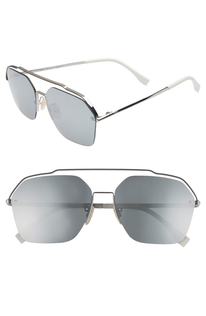 Men's Fendi 61mm Navigator Sunglasses - Ruthenium