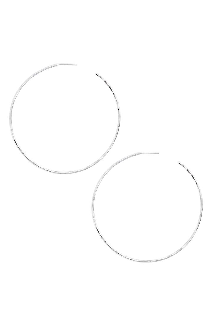 Women's Argento Vivo Extra Large Hammered Hoop Earrings