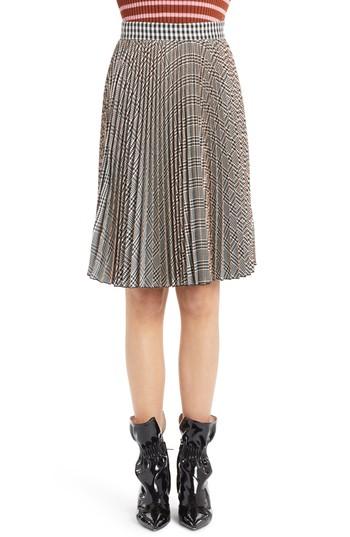Women's Msgm Plaid Pleated Skirt Us / 42 It - Black
