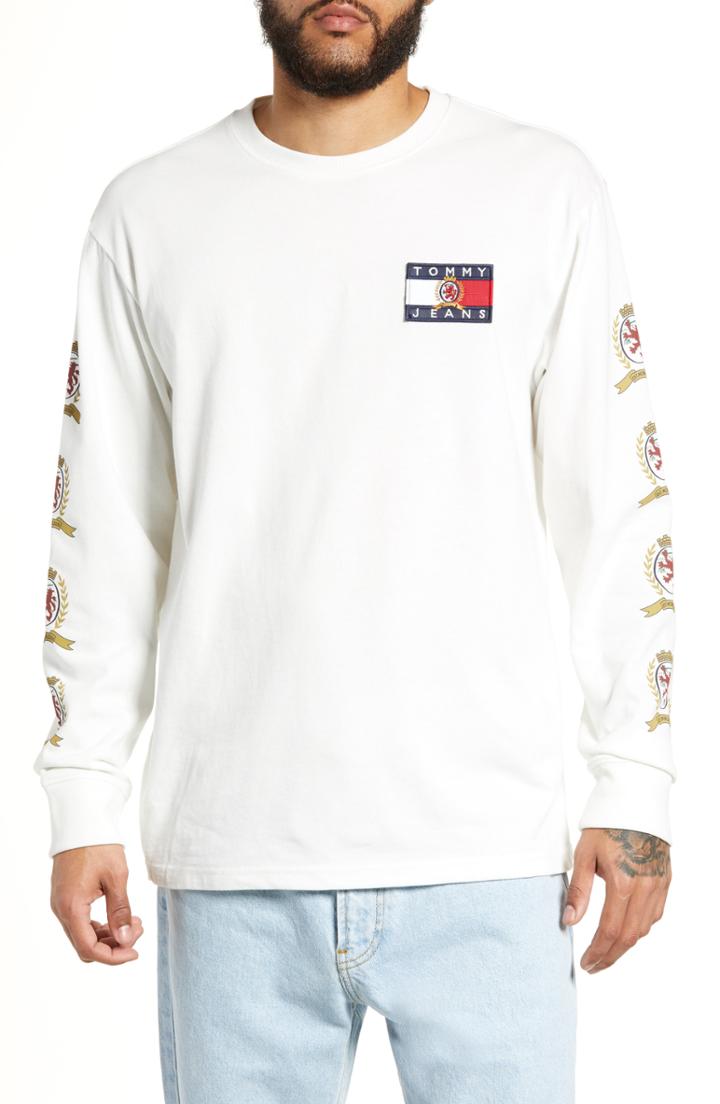 Men's Tommy Jeans Crest Logo Long Sleeve T-shirt - Beige