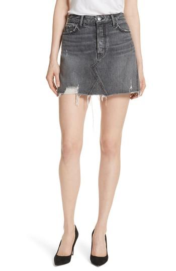 Women's Grlfrnd Eva A-frame Gusset Denim Skirt - Grey