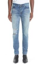 Men's Saint Laurent Destroyed Light Skinny Fit Jeans - Blue