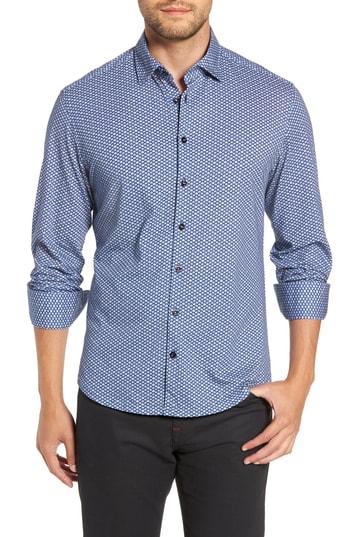 Men's Stone Rose Trim Fit Knit Sport Shirt, Size - Blue