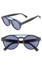 Men's Fendi 53mm Special Fit Round Sunglasses - Black/blue
