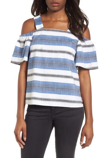 Women's Lucky Brand Stripe Cold Shoulder Top - Blue