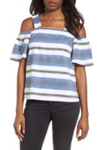 Women's Lucky Brand Stripe Cold Shoulder Top - Blue