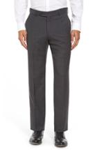 Men's Ballin Flat Front Sharkskin Wool Trousers - Grey