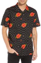 Men's Vans Warp Tropic Checks Camp Shirt, Size - Black