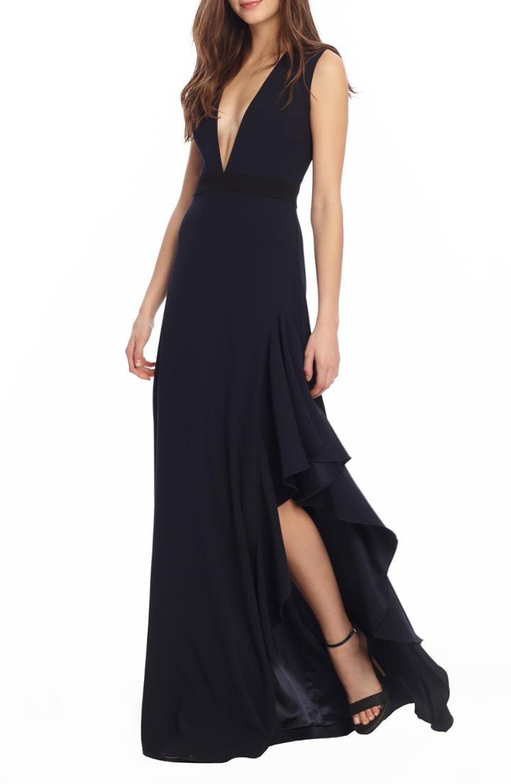 Women's Ml Monique Lhullier Sleeveless Crepe Gown - Blue