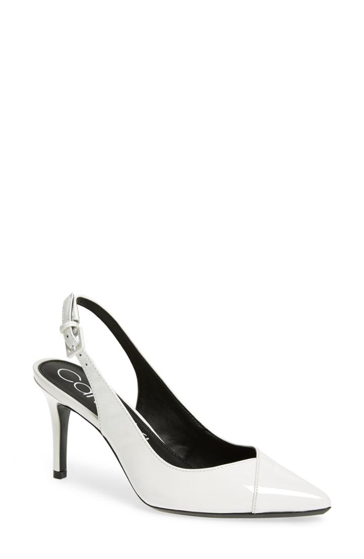 Women's Calvin Klein Gwenith Slingback Pump .5 M - White