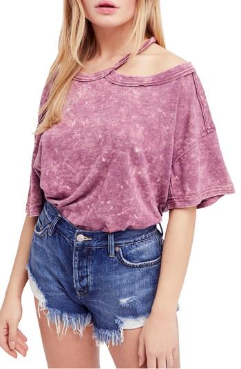 Women's Free People Alex Cutout Tee, Size - Purple
