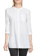 Women's Two By Vince Camuto Collarless Linen Shirt, Size - White