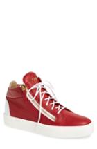 Men's Giuseppe Zanotti Double Zipper Mid Top Sneaker Us / 43eu - Red