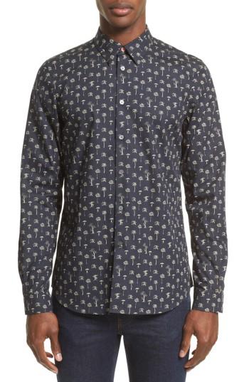 Men's Ps Paul Smith Palm Tree Mushroom Print Shirt - Blue