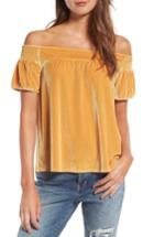 Women's Hinge Off The Shoulder Velvet Top - Yellow