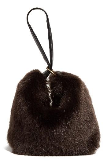 Victoria Beckham Tissue Pouch Faux Fur Bag - Brown