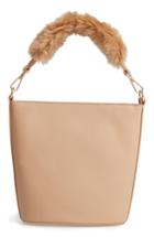 Leith Faux Fur Handle Medium Crossbody Bag - Beige