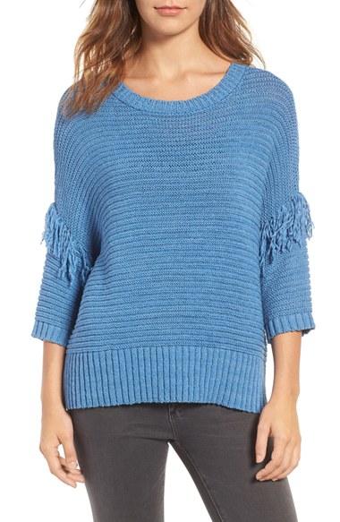 Women's Rebecca Minkoff Fringe Sweater, Size - Blue