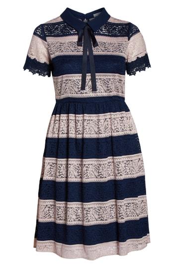 Women's 1901 Stripe Lace Fit & Flare Dress