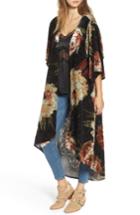 Women's Mimi Chica Burnout Floral Kimono - Black