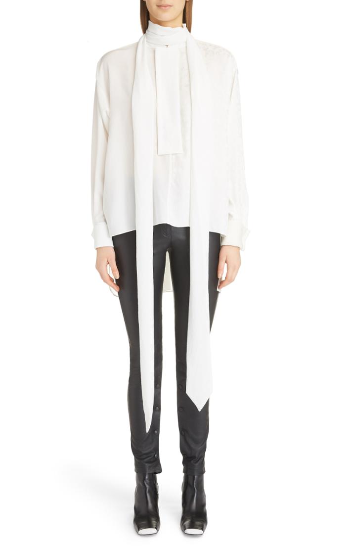 Women's Loewe Lavalliere Tunic Blouse -4 Us / 36 Fr - White