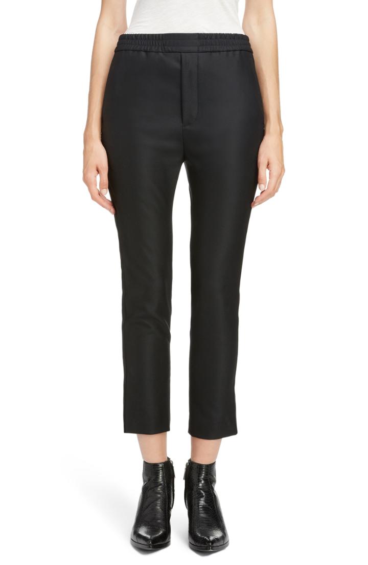 Women's Saint Laurent Wool & Mohair Tuxedo Stripe Track Pants Us / 36 Fr - Black