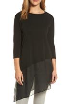 Women's Eileen Fisher Asymmetrlcal Hem Chiffon Tunic - Black