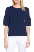 Women's Nordstrom Signature Ruffled Sleeve Cashmere Sweater - Blue
