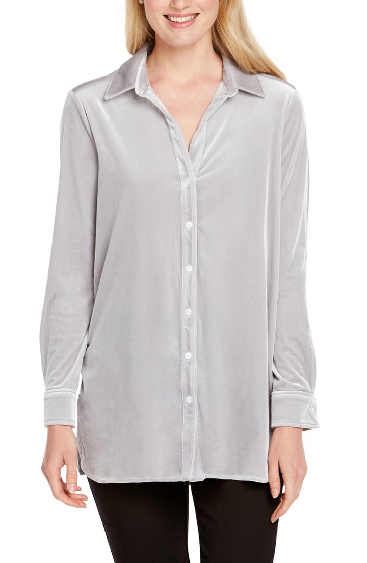 Women's Foxcroft Elena Velvet Shirt - Grey