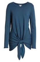 Women's Caslon Off-duty Tie Front Sweatshirt - Blue/green
